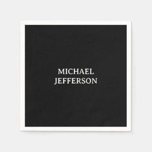 Elegant Plain Black White Personalized Custom Napkin