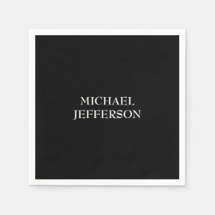 Elegant Plain Black White Personalized Custom Napkin