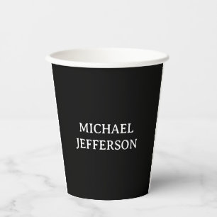 Elegant Plain Black White Personalized Custom Paper Cups