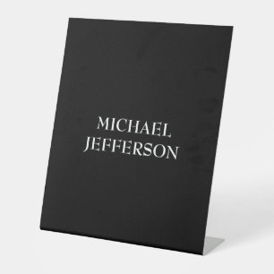 Elegant Plain Black White Personalized Custom Pedestal Sign