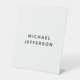 Elegant Plain Black White Personalized Custom Pedestal Sign
