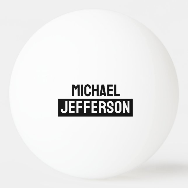 Elegant Plain Black White Personalized Custom Ping Pong Ball (Front)