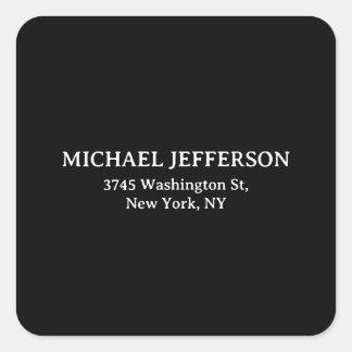 Elegant Plain Black White Personalized Custom Square Sticker