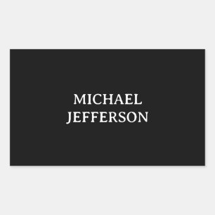 Elegant Plain Black White Personalized Custom Sticker