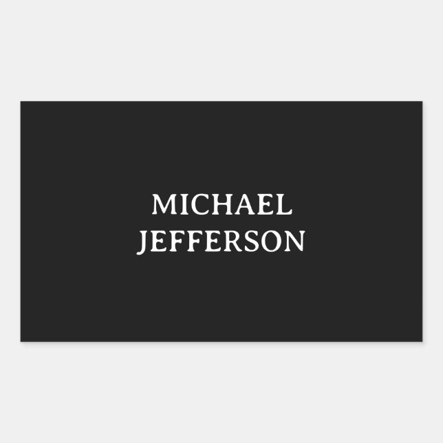 Elegant Plain Black White Personalized Custom Sticker (Front)