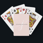 Elegant Plain Blush Pink White Script Monogram Playing Cards<br><div class="desc">Design feature elegant minimalist script monogram with classic contemporary font typography.</div>