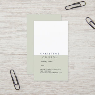 elegant plain sage green and white business card