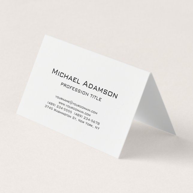 Elegant Plain Simple Black White Minimalist Business Card (Front)