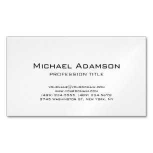 Elegant Plain Simple Black White Minimalist Magnetic Business Card