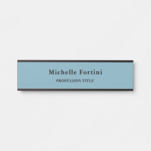 Elegant Plain Simple Minimalist Light Blue Door Sign