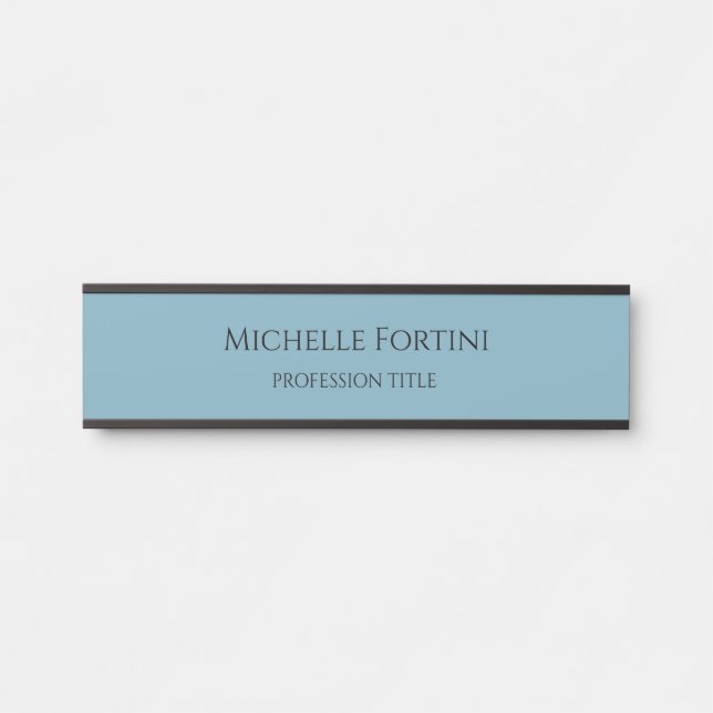 Elegant Plain Simple Minimalist Light Blue Door Sign (Front)