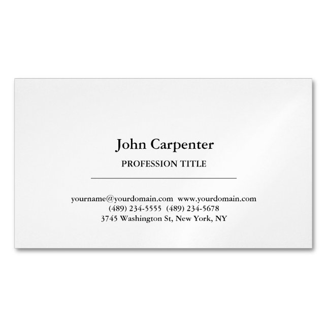 Elegant Plain Simple Minimalist Magnetic Business Card (Front)