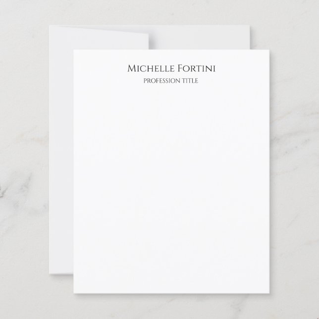 Elegant Plain Simple Minimalist Paper Sheet (Front)