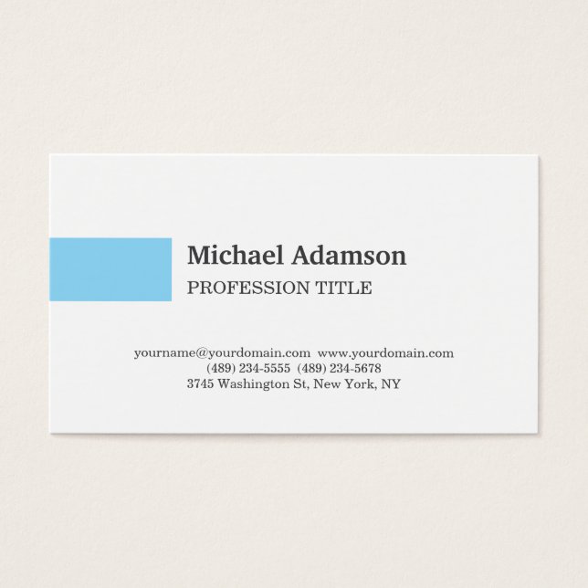 Elegant Plain Simple Minimalist Profile Card (Front)