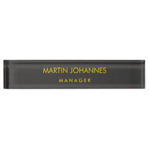 Elegant Plain Stylish Gold Colour Black Custom Nam Nameplate