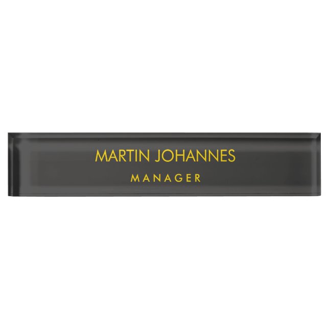 Elegant Plain Stylish Gold Colour Black Custom Nam Nameplate (Front)