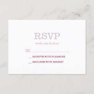 Elegant Plain White Lavender RSVP Card
