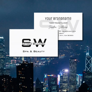 Elegant Plain White Simple & Modern with Monogram Business Card