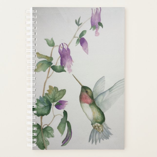 Élégant planificateur d'aquarelle de colibri (Devant)