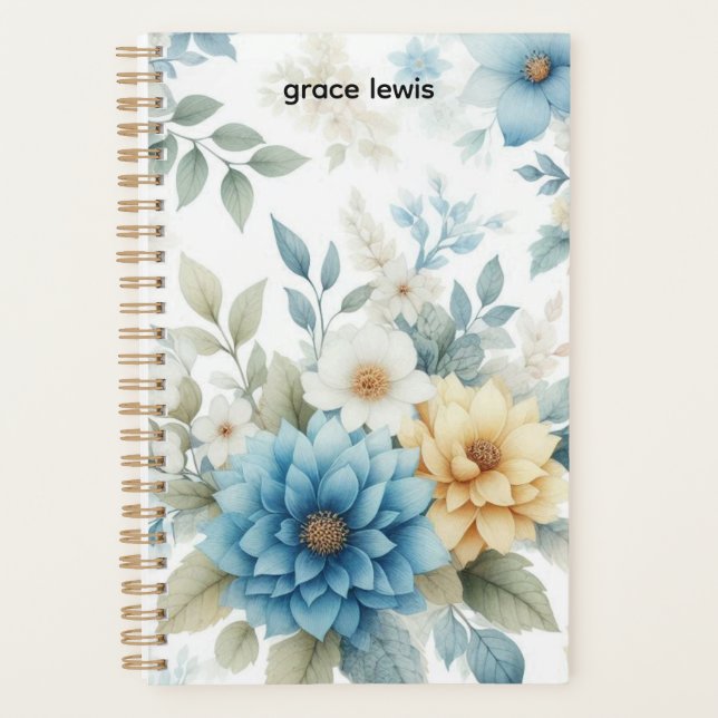 Élégant planificateur de bureau floral personnalis (Devant)