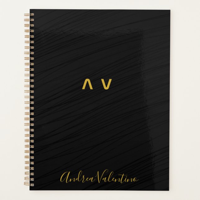 Élégant planificateur quotidien Motif noir (Devant)