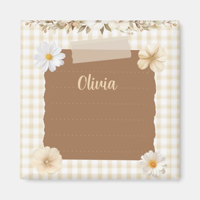 Elegant Planner with Soft Stamp & Rose Accents – C Magnet (Front)