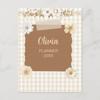 Elegant Planner with Soft Stamp & Rose Accents – C Postcard
