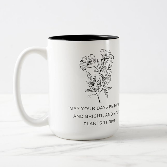 Elegant Plant Mom Christmas Gift - Plants Thrive Two-Tone Coffee Mug (Left)