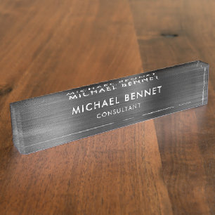 Élégant Plaque de Bureau Professionnel en Métal No