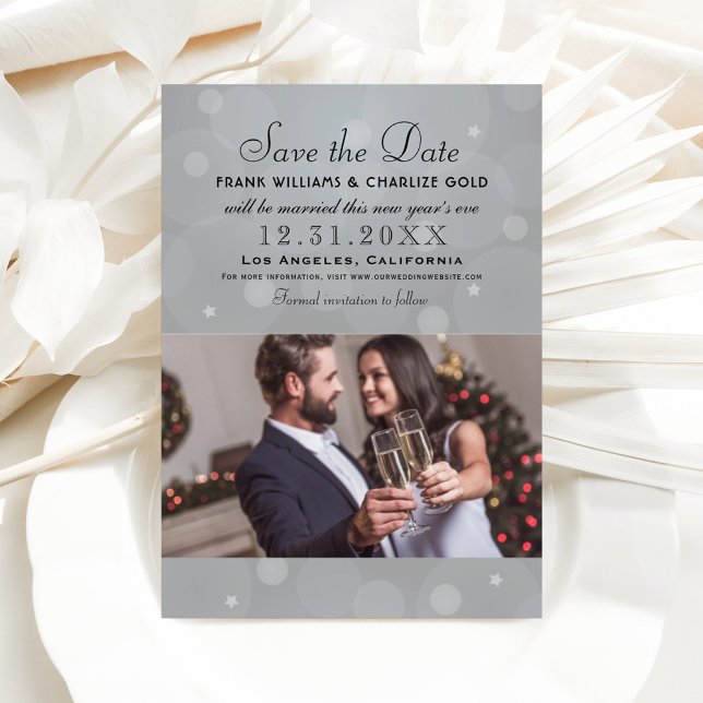 Elegant Platinum Grey Wedding Photo Save The Date (Creator Uploaded)