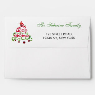 Elegant & Playful Swirly Christmas Tree Typography Envelope