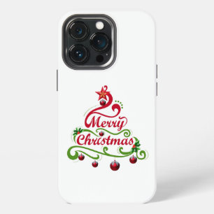 Elegant & Playful Swirly Christmas Tree Typography iPhone 13 Pro Case