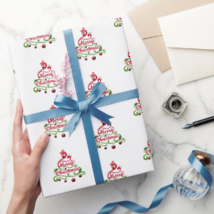 Elegant & Playful Swirly Christmas Tree Typography Wrapping Paper