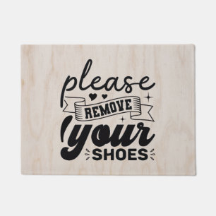 Elegant Please Remove Shoes Wood Texture Doormat