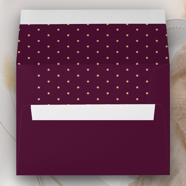 Elegant Plum and Gold Polka Dots Envelope (Creator Uploaded)