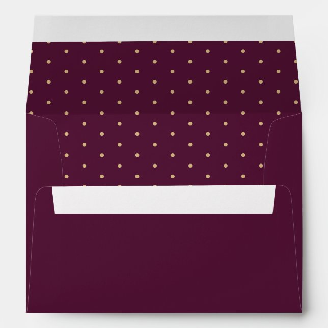 Elegant Plum and Gold Polka Dots Envelope (Back (Bottom))