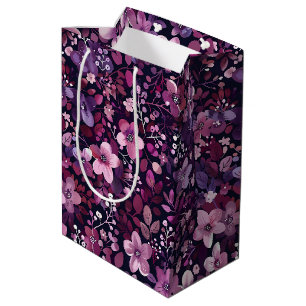 Elegant Plum & Berry Floral Medium Gift Bag