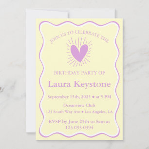Elegant Plum, Cream & White Birthday Invitation