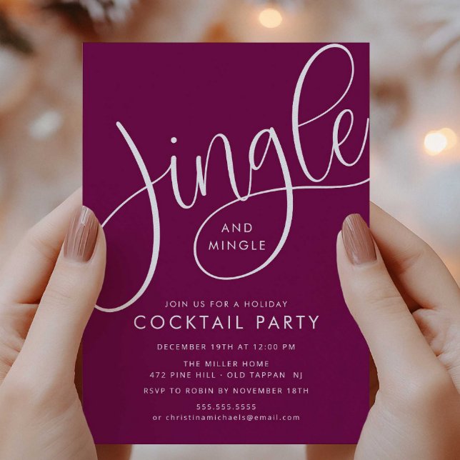Elegant Plum “Jingle and Mingle” Holiday  Invitation (Creator Uploaded)