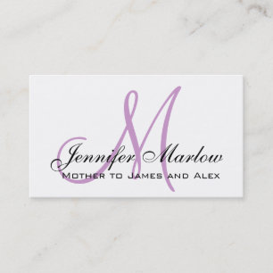 Elegant Plum Monogram Custom Mommy Calling Card