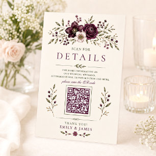 Elegant Plum Olive Botanical Wedding Details Enclosure Card
