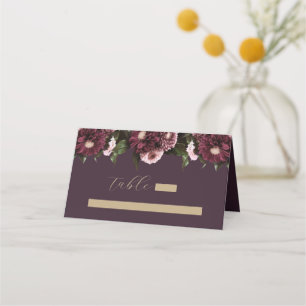 Elegant Plum Purple Burgundy Floral Wedding Place Card