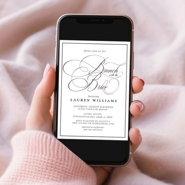 Elegant Plum Purple Calligraphy Brunch With Bride Invitation (Creator Uploaded)