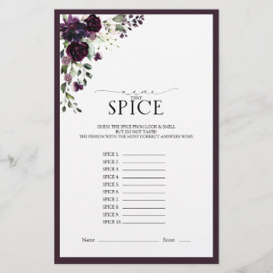 Elegant Plum Purple Floral Bridal Shower Game