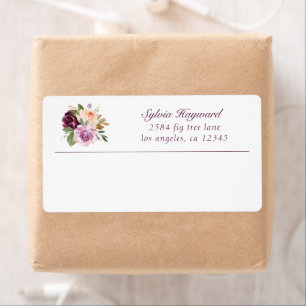Elegant Plum Purple Floral Business Return Address