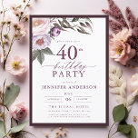 Elegant Plum Purple Floral Script 40th Birthday Invitation<br><div class="desc">Set the tone for a sophisticated celebration with an elegant plum purple floral script birthday invitation. Featuring rich plum tones and delicate floral accents, this design exudes a sense of luxury and refinement. The graceful script typography adds a personalized touch, perfect for a milestone birthday or formal event. Ideal for...</div>