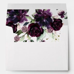 Elegant Plum Purple Floral Watercolor Script Envelope