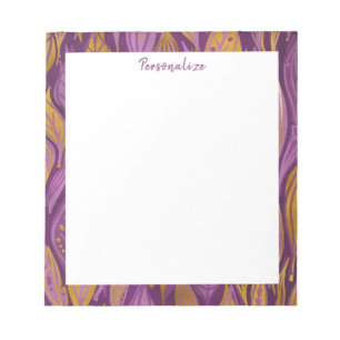 Elegant Plum Purple Gold Abstract Foliage Notepad