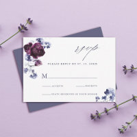 Elegant Plum Purple & Indigo Blue Floral Wedding