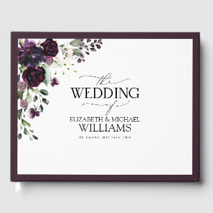 Elegant Plum Purple Mauve Floral Watercolor Guest Book